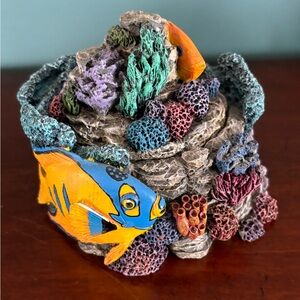 Vintage Trinket Box Figi Graphics Inc Colorful Fish Aquatic Tropical Decor 1994